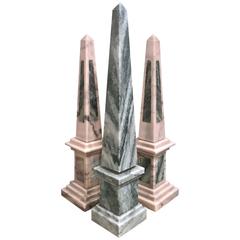Set of Three Italian Marble Obelisks, by Lorin Marsh
