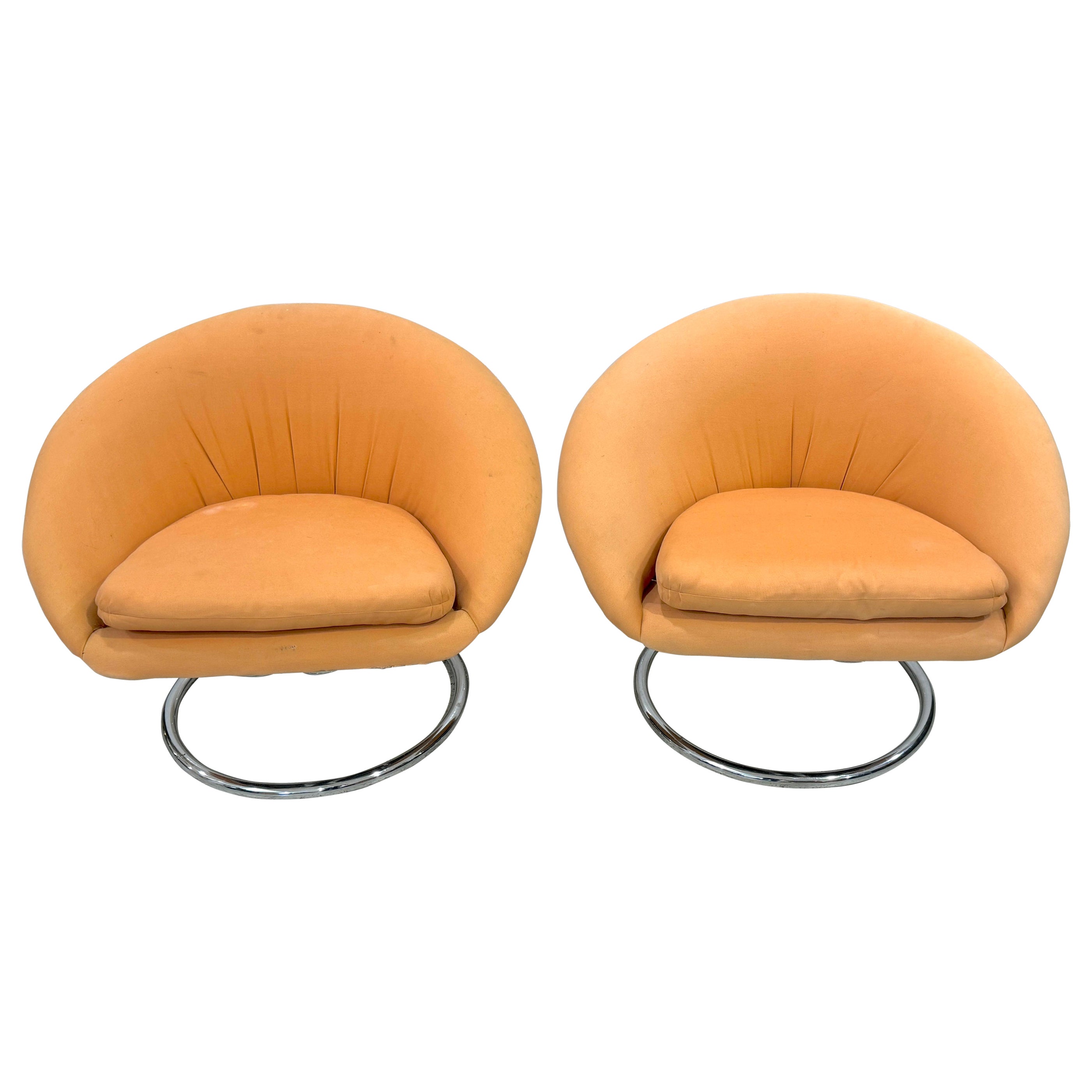 Pair of Italian Modern Chrome Lounge Chair Frames by Giotto Stoppino, 1970s