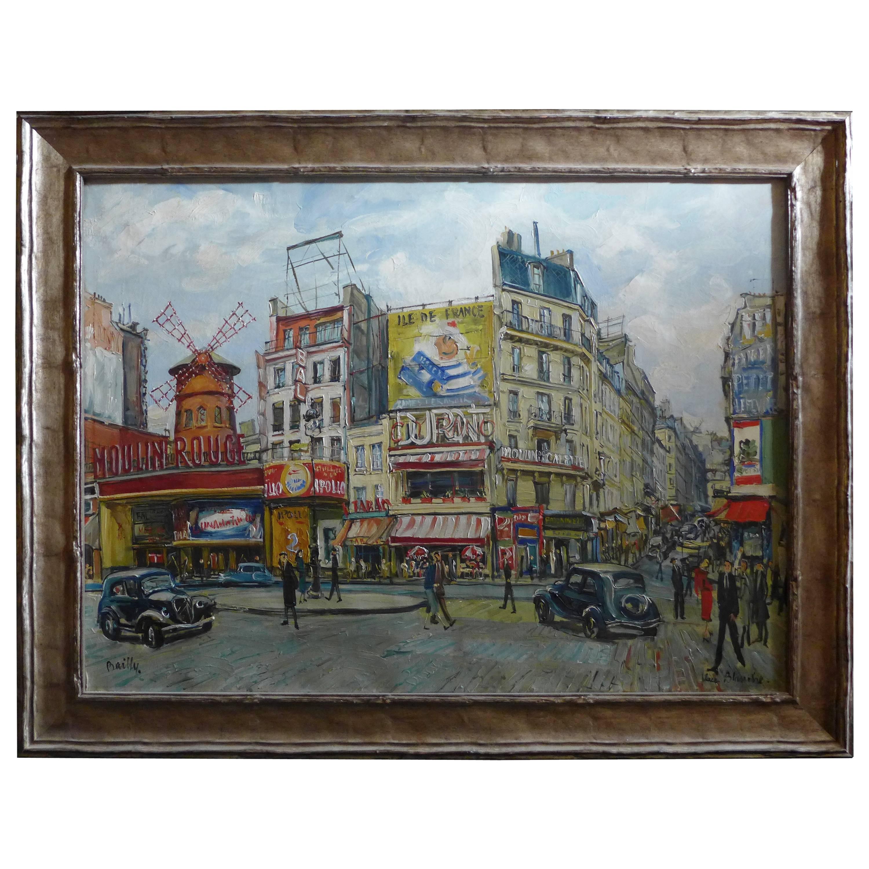 Oil on Canvas Called "La Place Blanche" in Paris by Alice Bailly, circa 1925 For Sale