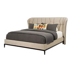 Cama Reina Tapizada Clásica Moderna