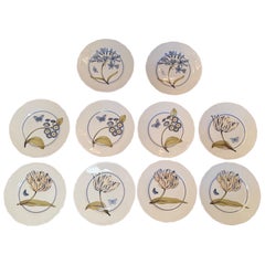 10 Colefax & Fowler " Tulip and Butterfly " 11 Inch Dinner Plates