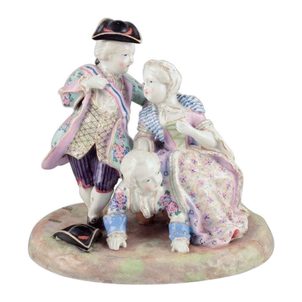 Meißen. Große und beeindruckende Porzellangruppe edler Figuren. Galante Szene im Angebot