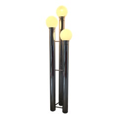 Mid Century Modern Space Age Chrome and Glass Three Tier Floor Lamp