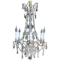 French Maison Baccarat Louis XVI Style Silverplate and Crystal Chandelier