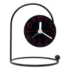 1980s Black and Red Table Clock