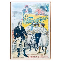 Poster pubblicitario originale incorniciato della bicicletta francese Whitworth Cycles di PAL