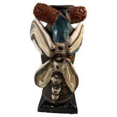 Keramikvase „D Drachenfliegen“ von Johnson, signiert 1991