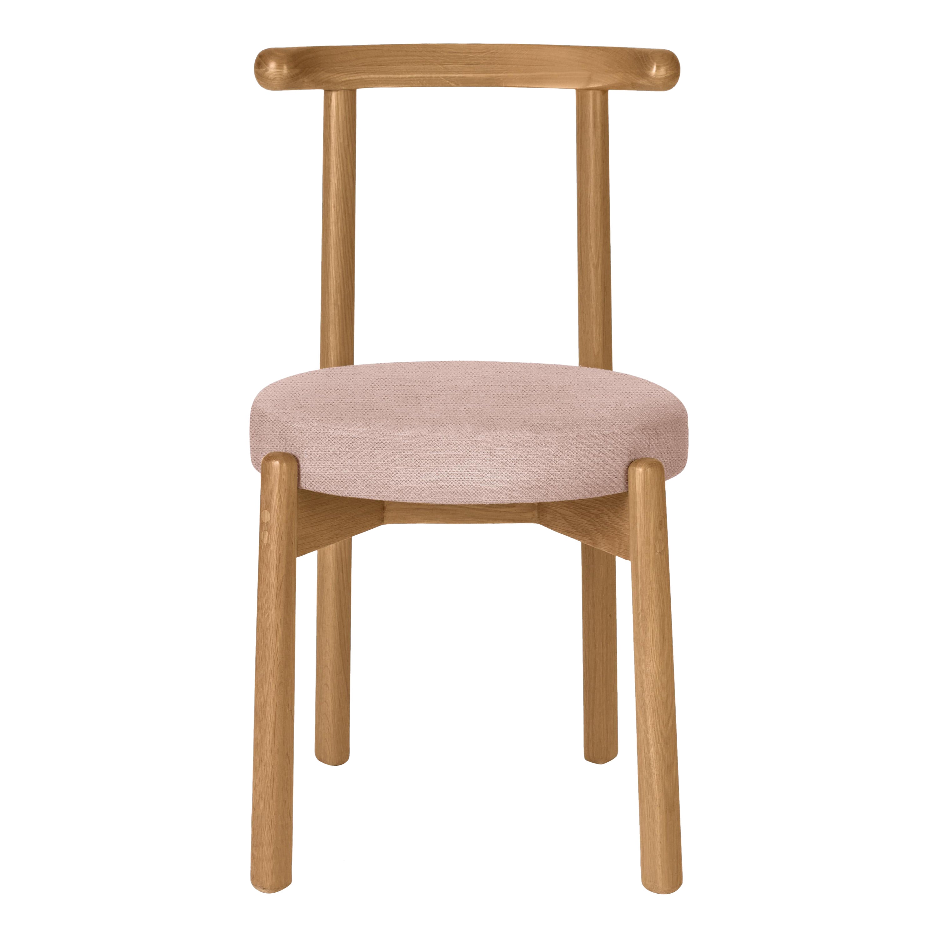 Customizable Modern Dining Chair Colima, Solid wood and upholstery Rose.