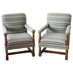 Pair of English Oak Library Chairs