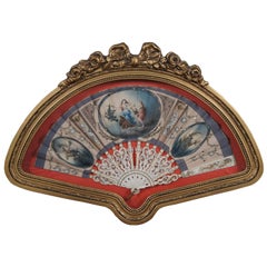 Antique 18th Century French Neoclassical Hera's Chariot Hand Fan Shadowbox