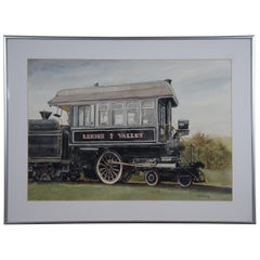 Margaret Mailly Lehigh Valley Railroad Dorothy Train Inspection Watercolor 24"