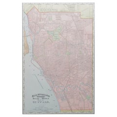 Plano antiguo original de la ciudad de Buffalo, Nueva York, EE.UU., hacia 1900