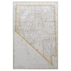 Grande mappa originale antica del Nevada, USA, 1894