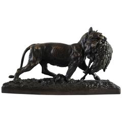 Christophe Fratin (1801-1864) Fine Bronze of a Lion and a Ostrich