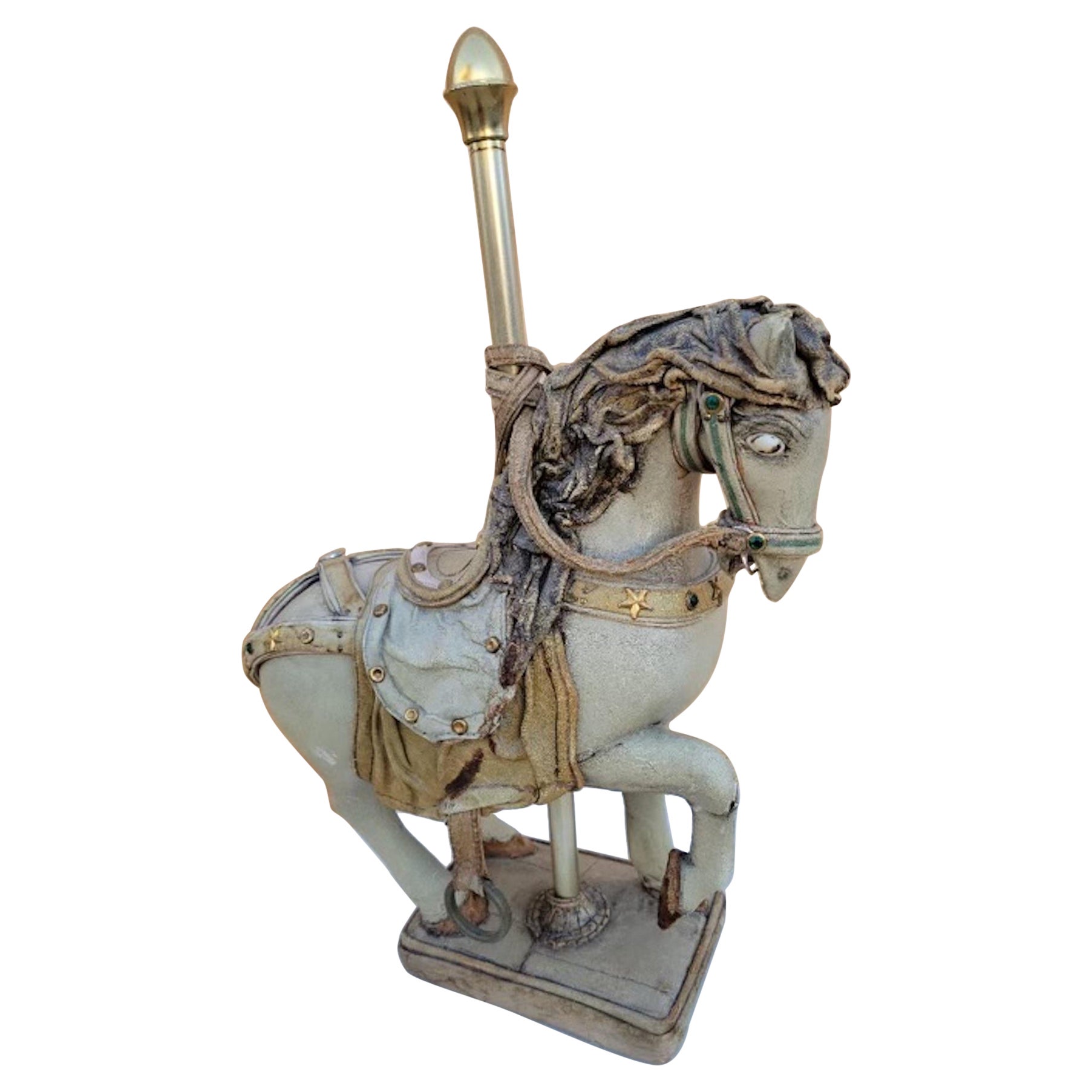 Vintage Leather Carousel Horse Signed By Teresa Corning