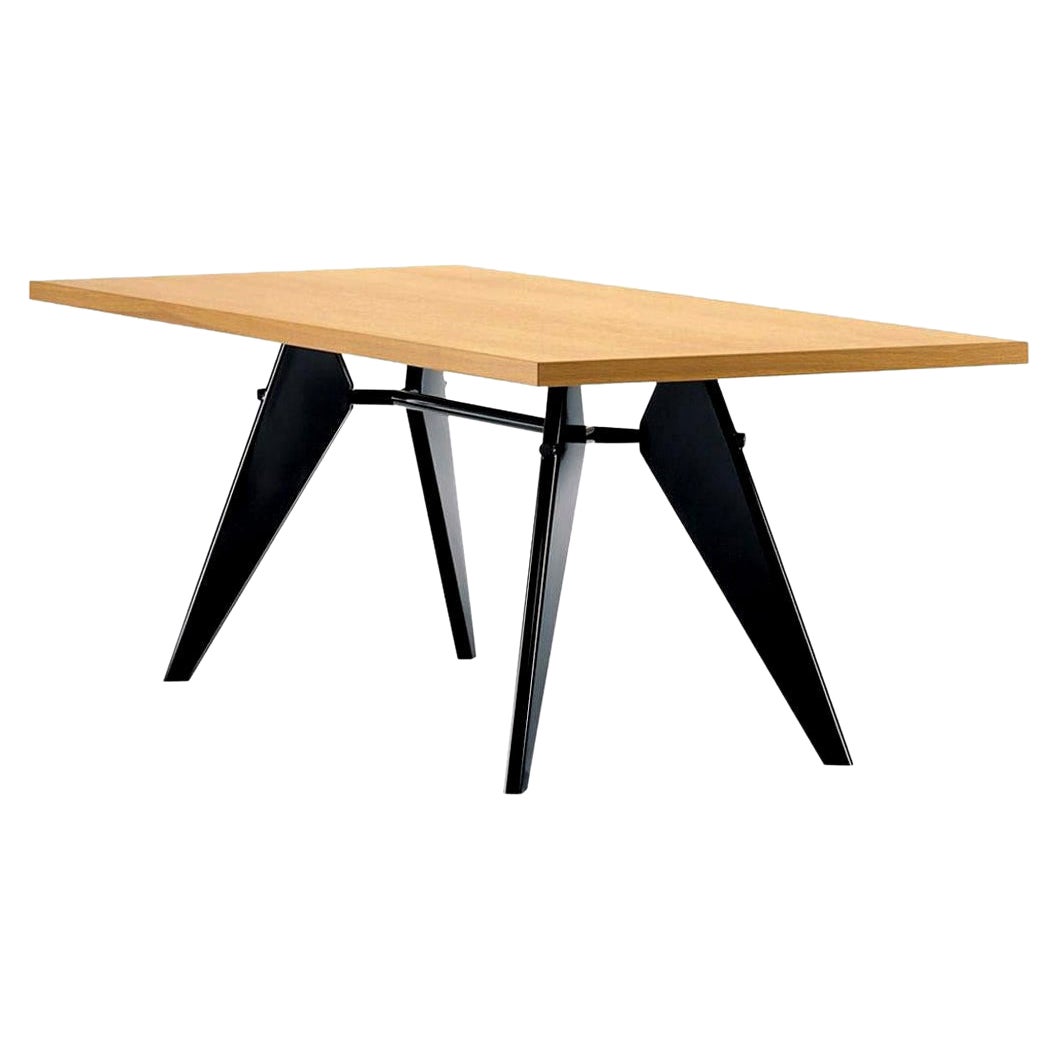 Vitra Em-Tisch aus massiver Eiche Natur und Tiefschwarz, Jean Prouvé im Angebot