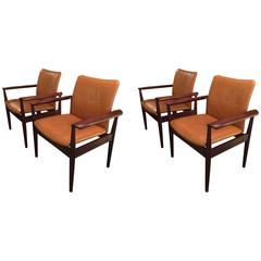 Four Finn Juhl Dipolmatic Leather Chairs 8
