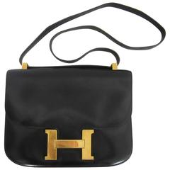 Black and Gold Hermès Constance Bag, France