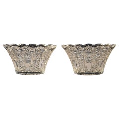 Antique Pair of Cut Glass Serving Bowls from England