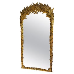 Gilt-Wood Palm Frond Mirror in the Style of Serge Roche