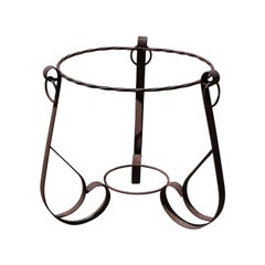 1940s California Forged Flat Iron Planter Holder With Forged Rings Brutalist