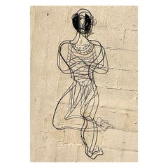 Escultura boho vintage de alambre de hombre