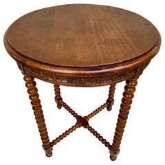 Antique French Barley Table with Lentil Legs, Late 19th Century