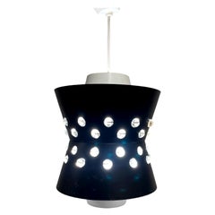 Mauri Almari Ceiling Lamp Model K2-7 in Black & White Painted Metal, Idman 1950s