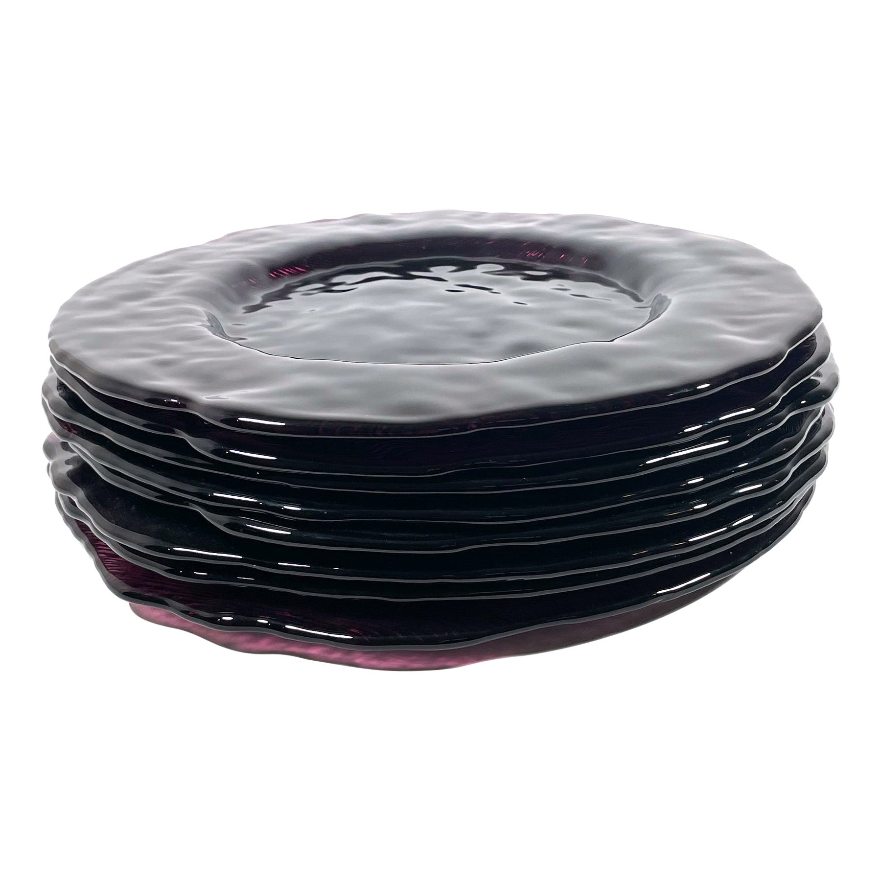 Set of 8 Elegant Violet Glass Plates