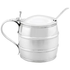 Antique George III Sterling Silver Barrel Shaped Mustard Pot (1798)