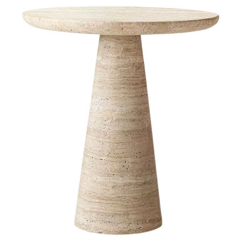 IDE Travertine Stone Side Table, 17.7Ø"x15.8"H - Accent, End Table, Coffee Table For Sale
