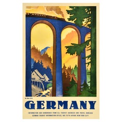 Original Vintage German Railways Travel Poster Deutschland Black Forest Schwarzwald