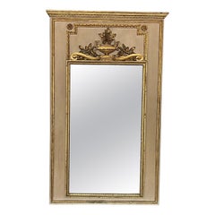 Antique French Painted and Gilded Louis XV Trumeau Mirror