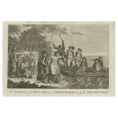 Peinture du capitaine Cook's Landing at Middleburgh, Friendly Isles (18e siècle)