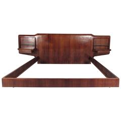 Mid-Century Italian Bed Frame With End Tables