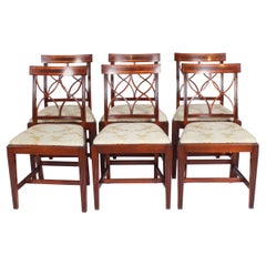 Conjunto Vintage Seis Sillas de Comedor de Caoba con Incrustaciones del Renacimiento de la Regencia Siglo XX