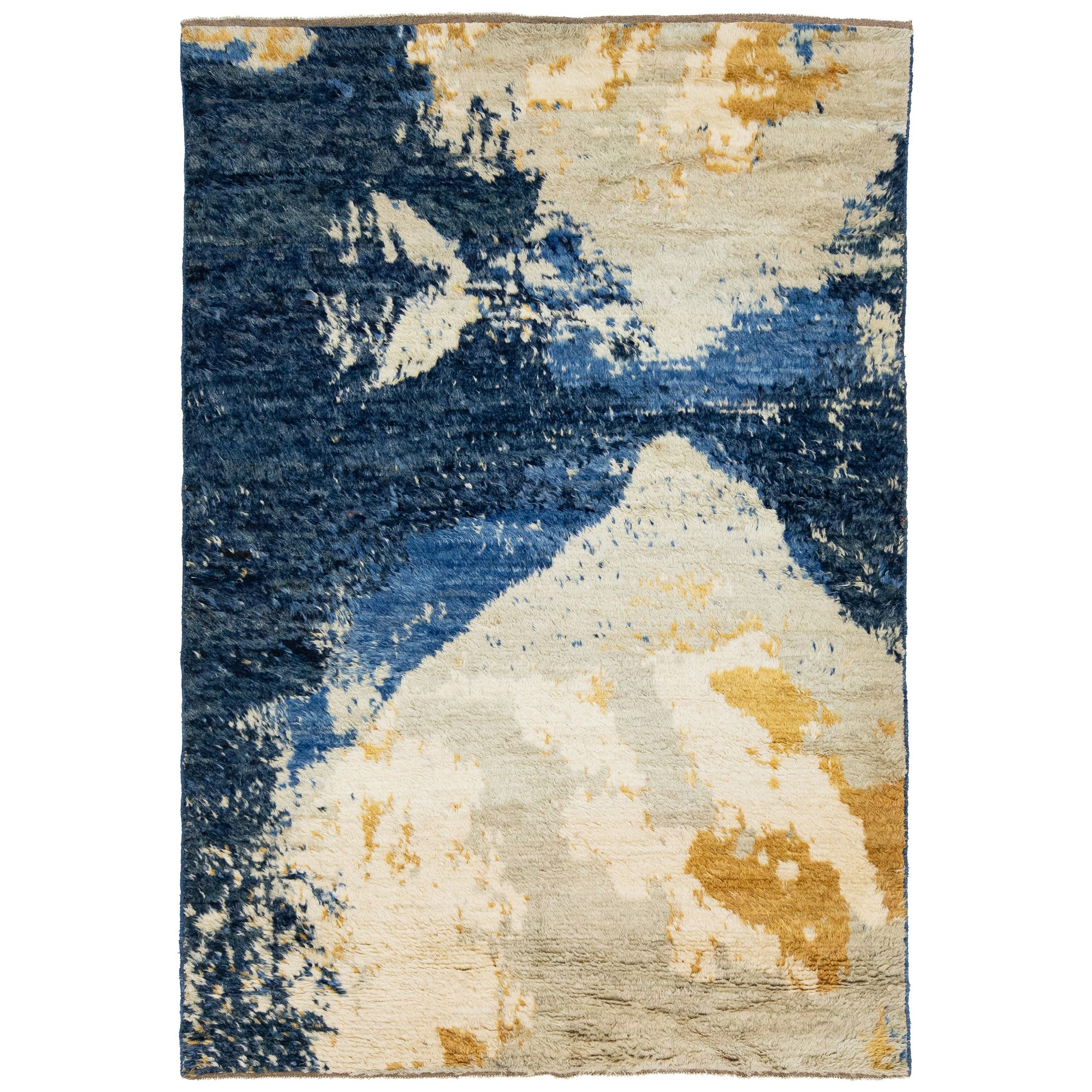Contemporary Moroccan Style Plüsch-Wollteppich mit abstraktem Design im Angebot