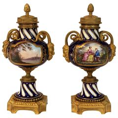 Pair of Ormolu Mounted Sèvres Style Vases