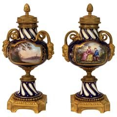 Pair of Ormolu Mounted Sèvres Style Vases