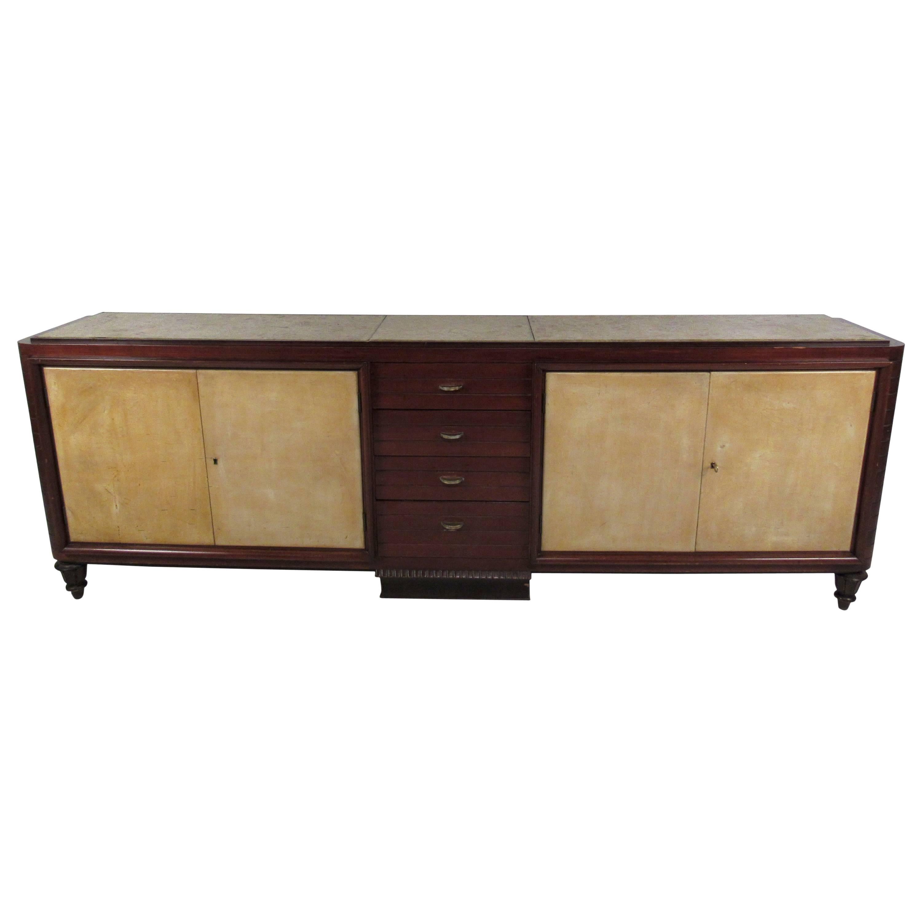 Mid-Century Marble Top Sideboard after Emile-Jacques Ruhlmann