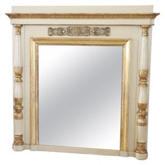 Grand miroir mural néoclassique en bois laqué et doré du début du XIXe siècle