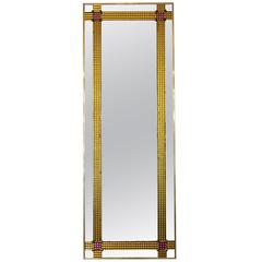 Large Mid-Century Italian Brass Framed Mirror