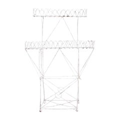19th Century French Provincial Antique Two-Tier White Wire Garden Plant Stand
