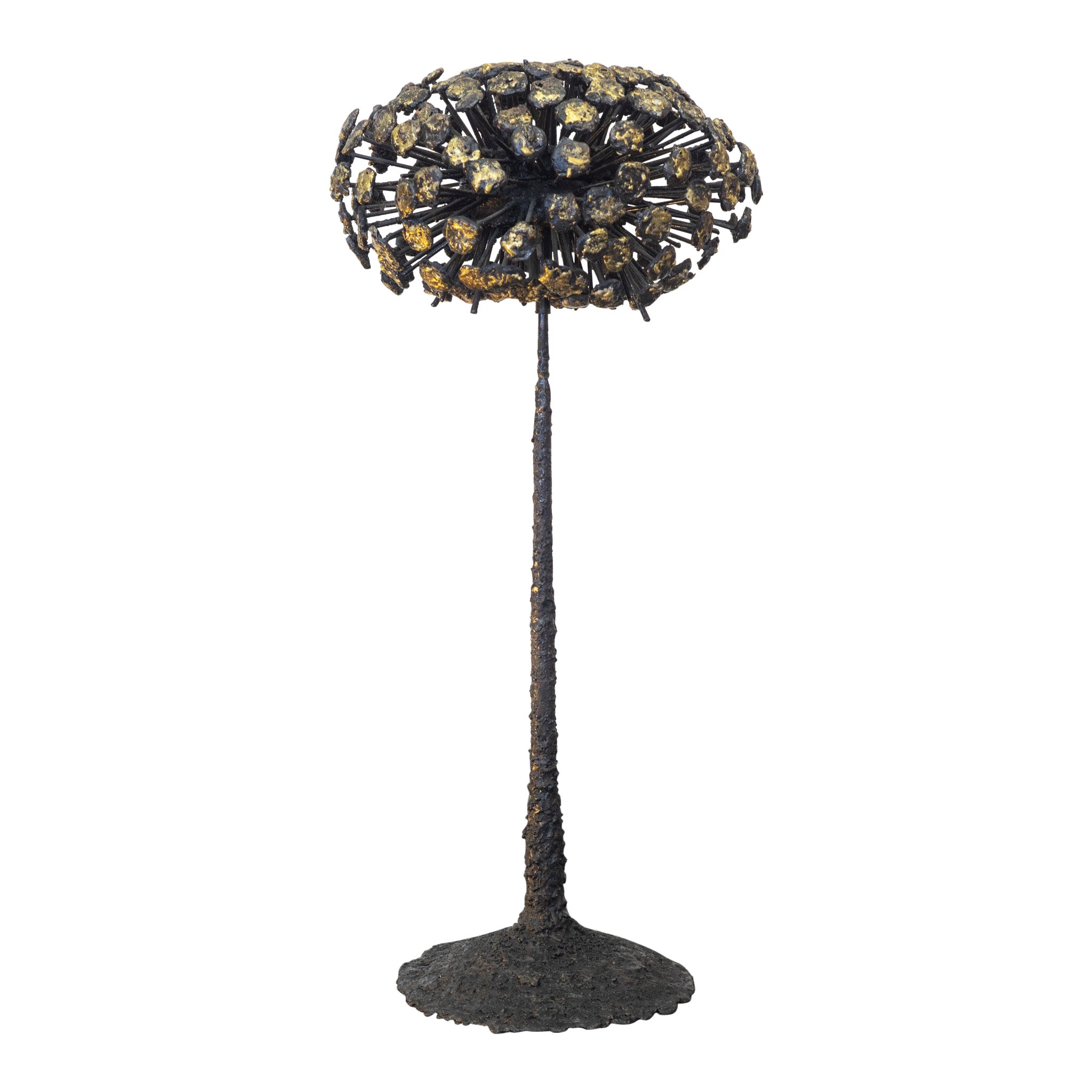 Raro y temprano James Bearden "Pod Box on Stand" Brutalista de acero y bronce ennegrecido