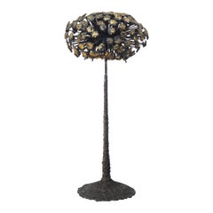 Raro y temprano James Bearden "Pod Box on Stand" Brutalista de acero y bronce ennegrecido