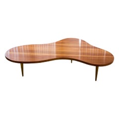 Robsjohn Gibbings Original Biomorphic Freeform Walnut and Brass Coffee Table