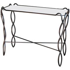 Twisting Metal Mirrored Console Table