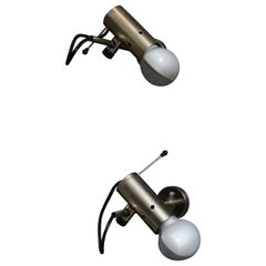 Sleek Minimalist Nickel Plated Bronze Sconces by Tito Agnoli for Oluce, c. 1960