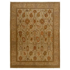 Allover Floral Persian Tabriz Wool Rug In Beige From The 1940s