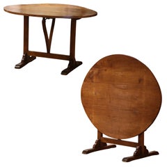 19th Century French Provincial Cherry Tilt-Top Wine Tasting Table from Burgundy